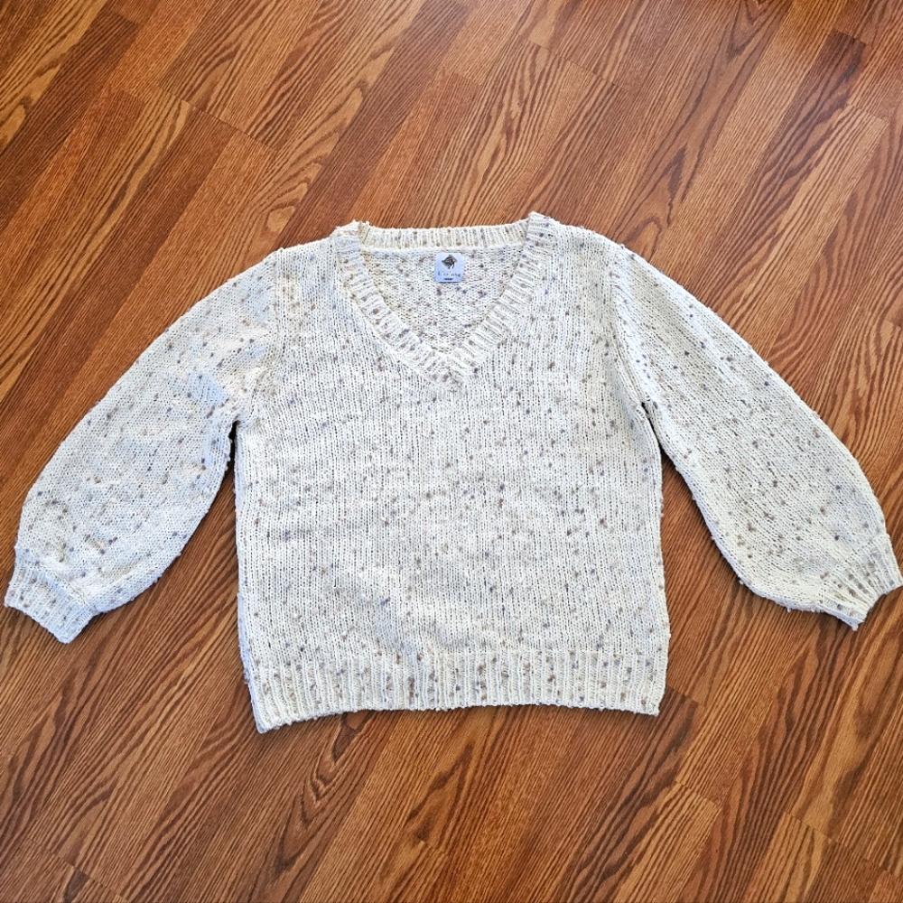 Like Love V-Neck Cream Confetti Sweater Medium